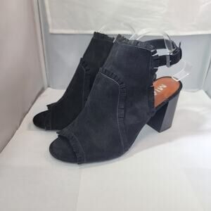 MIA Sandals Womens Slingback Black Suede Peep Toe Chunky Heels Casual Size 10